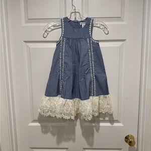 Artisan NY Cream and Blue Tiered Halter Sundress